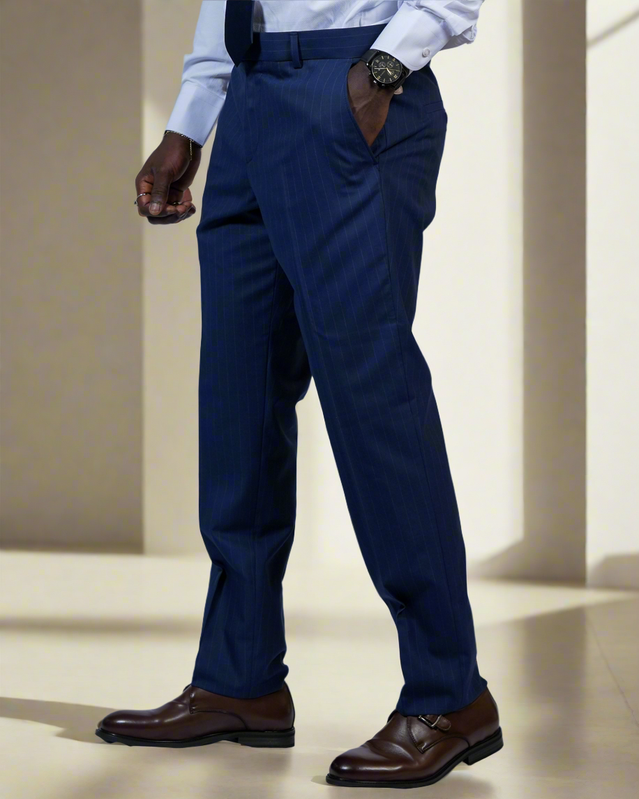 2H Navy double breasted Striped Suit
