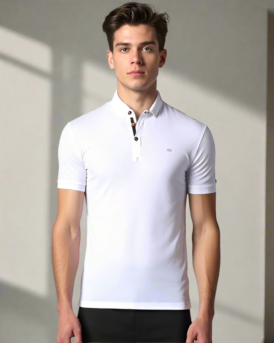 2H #77032 White Polo T-shirt