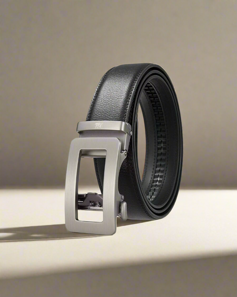 2H Automatic Sliding Buckle Leather Black