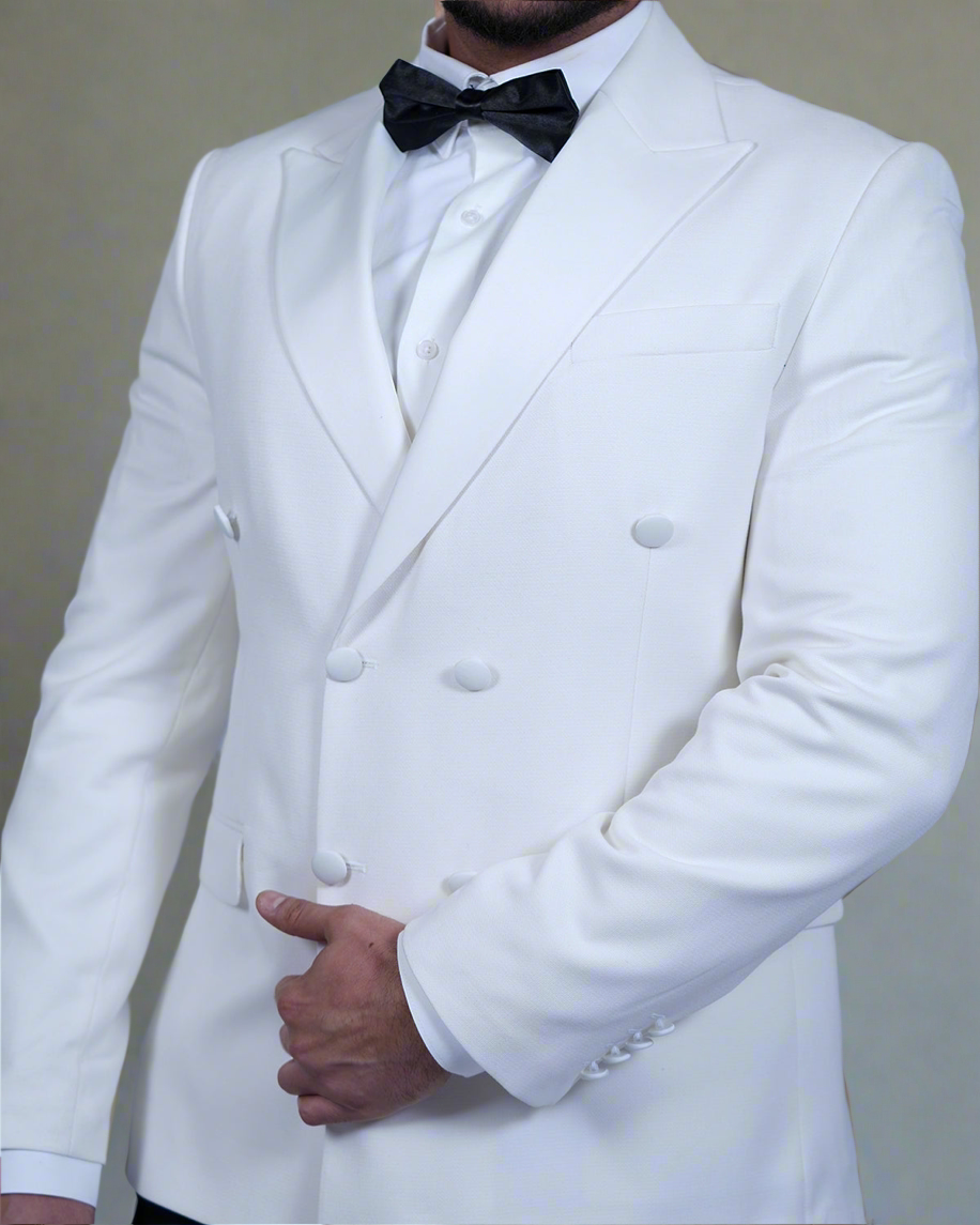 2H #260425 White Double breasted Suit