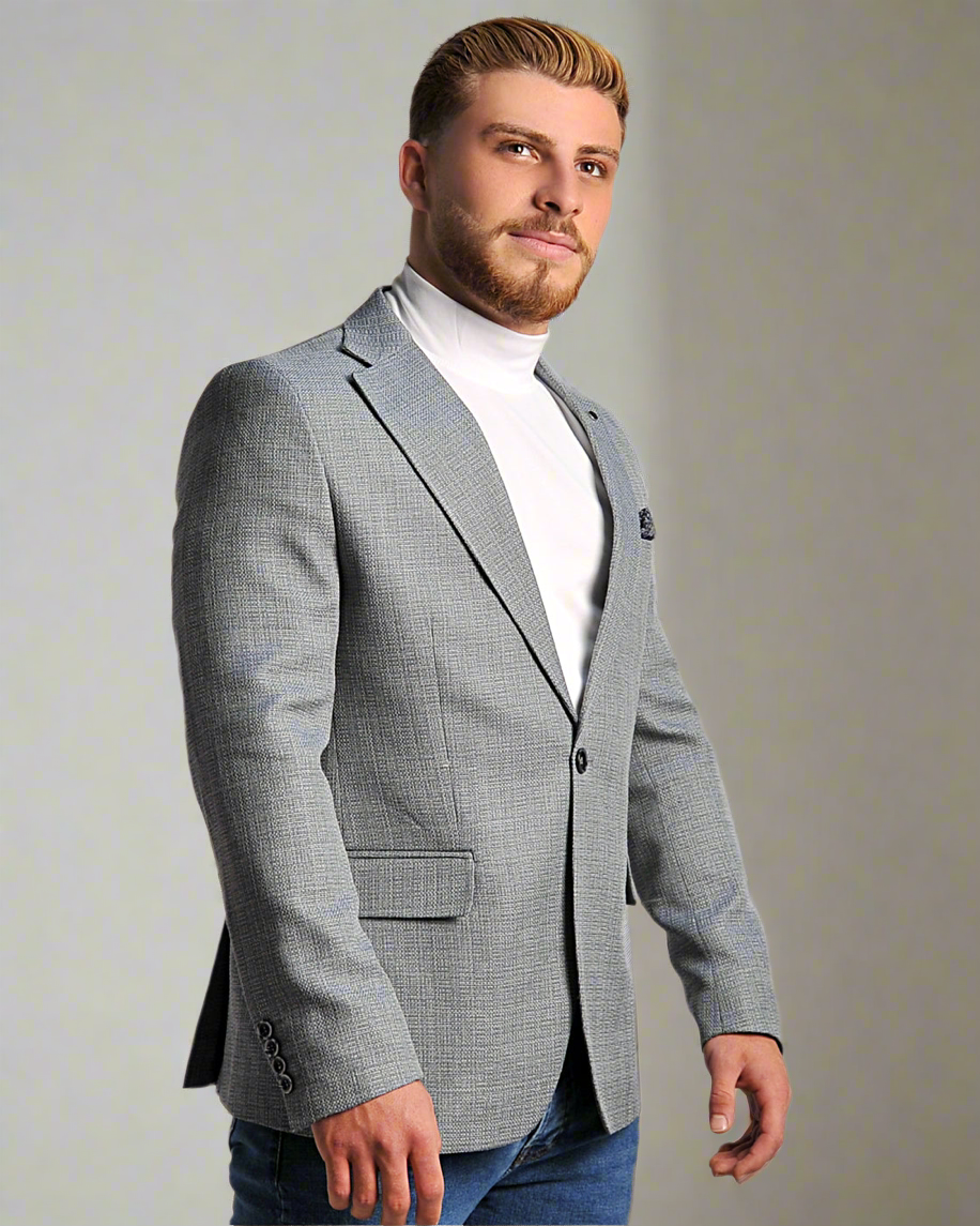 SALE! 2H #24-01 Blue Tweed One Button Blazer