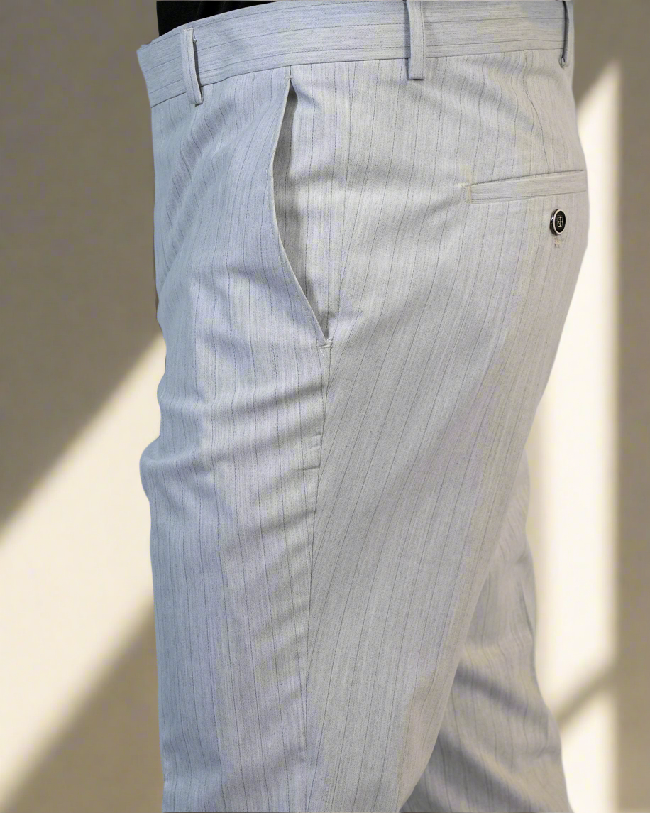 2H Light Gray double breasted Striped Suit