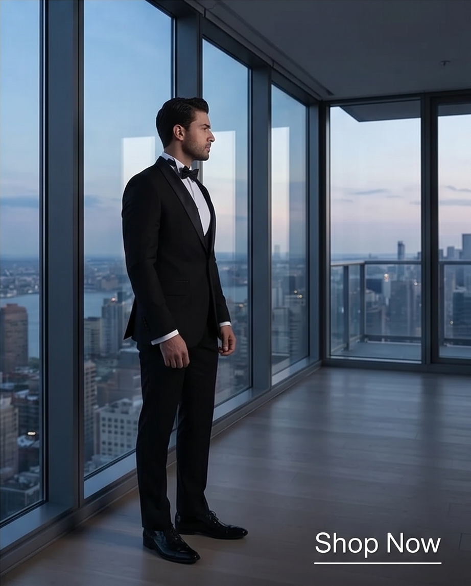 2H Black Wedding Suit 2 Pieces
