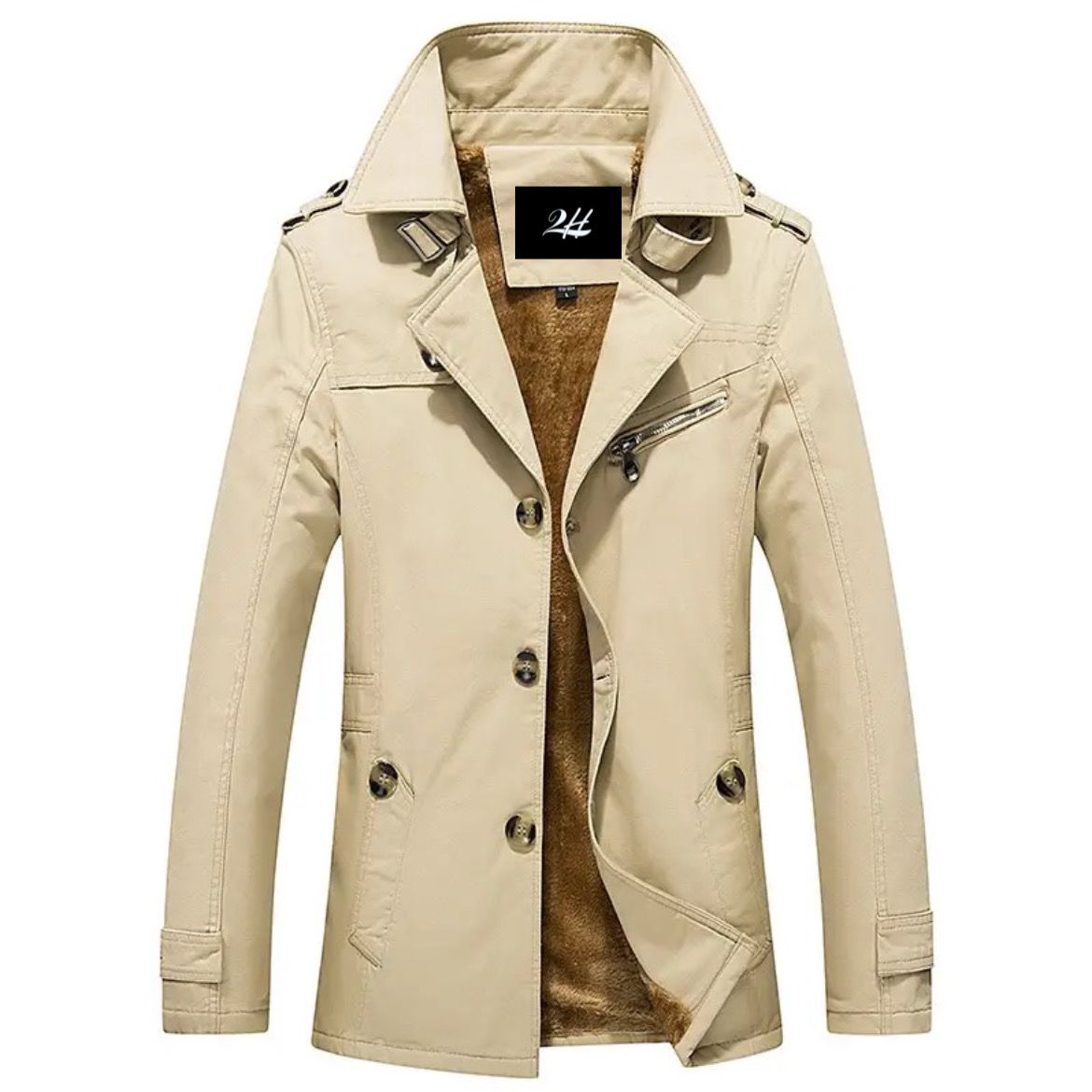 2H Beige Winter Warm Casual Jacket