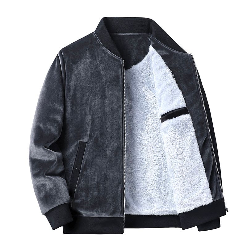 2H Gray Velvet Jacket With Fur Inside