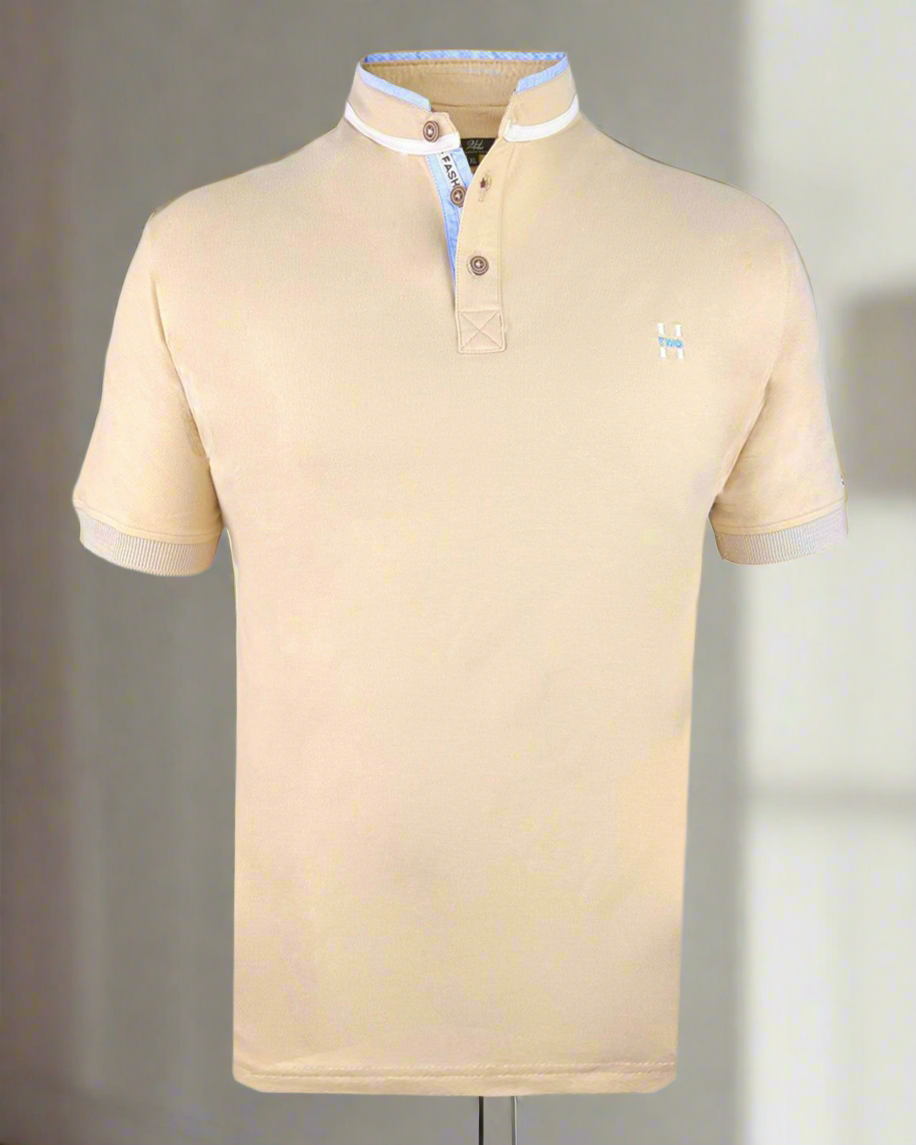 SALE! 2H #77041 Beige Stand Up Collar T-shirt