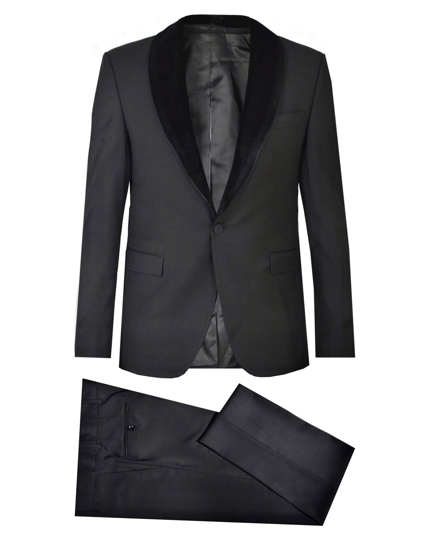 2H Black Chamois Neck Wedding Suit