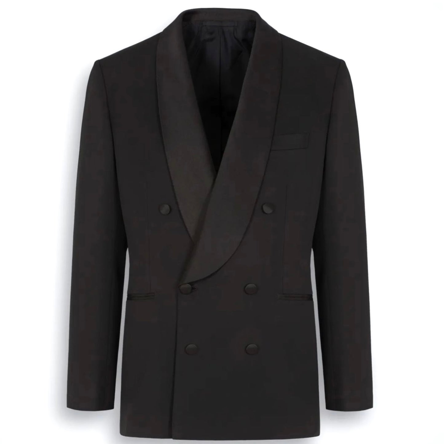 2H black shawl Double breasted Wedding Suit