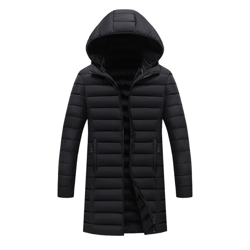 2H Black Hooded Long Puffer Jacket