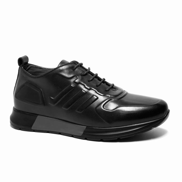 2H #E26002-3-814 Genuine Leather Black Casual Shoes