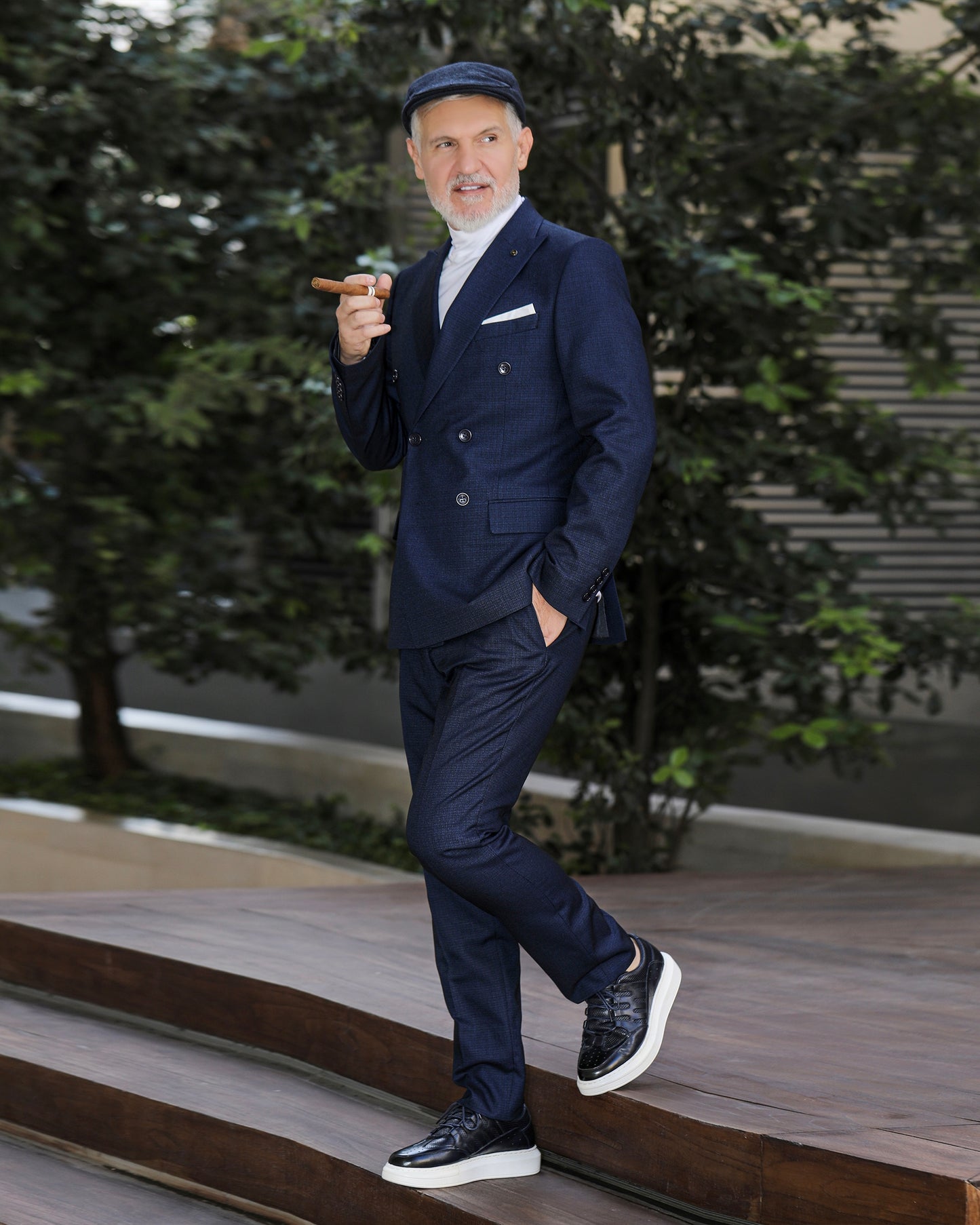 2H Navy Double Breast Suit