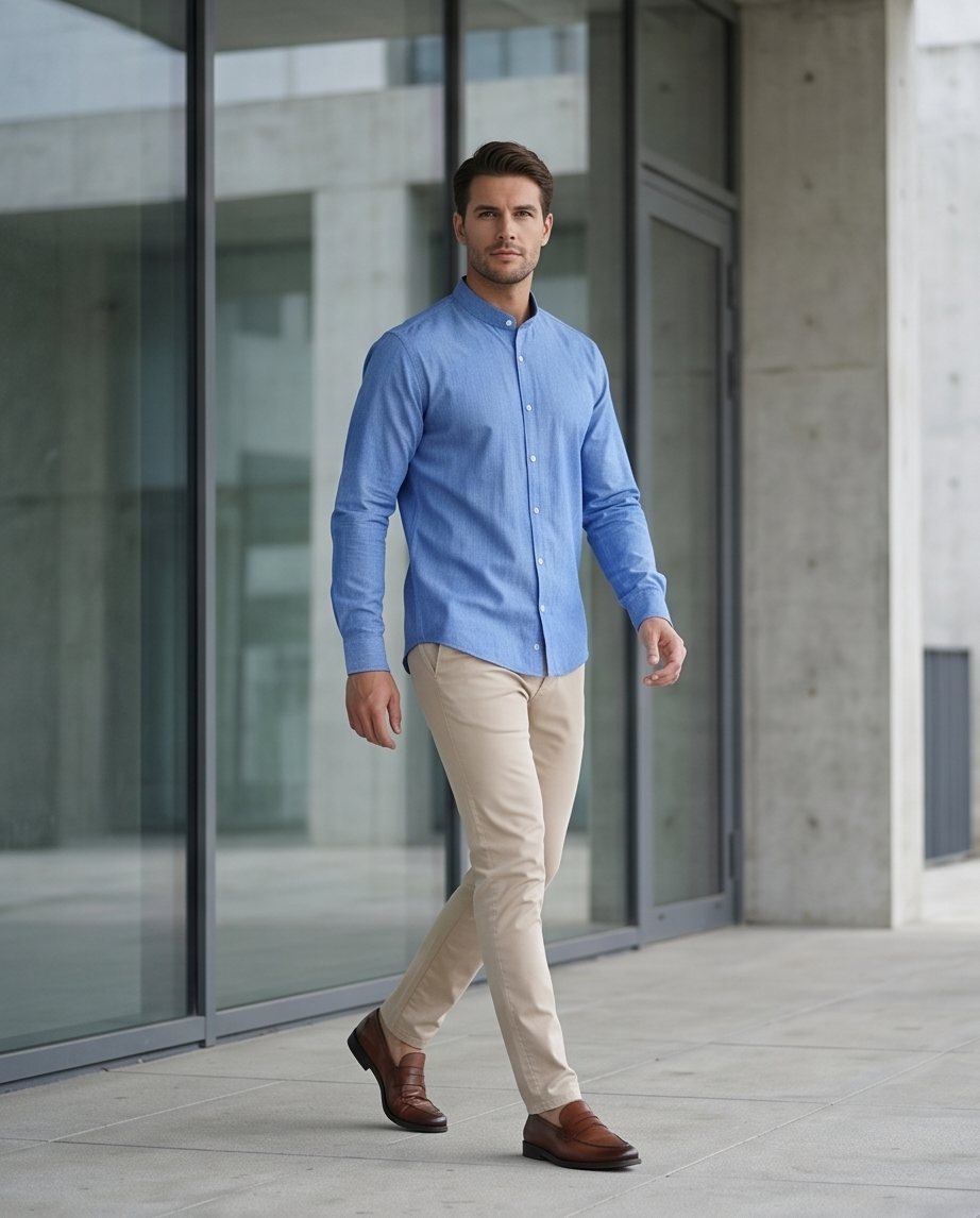 2H #8052025 Blue Linen Shirt