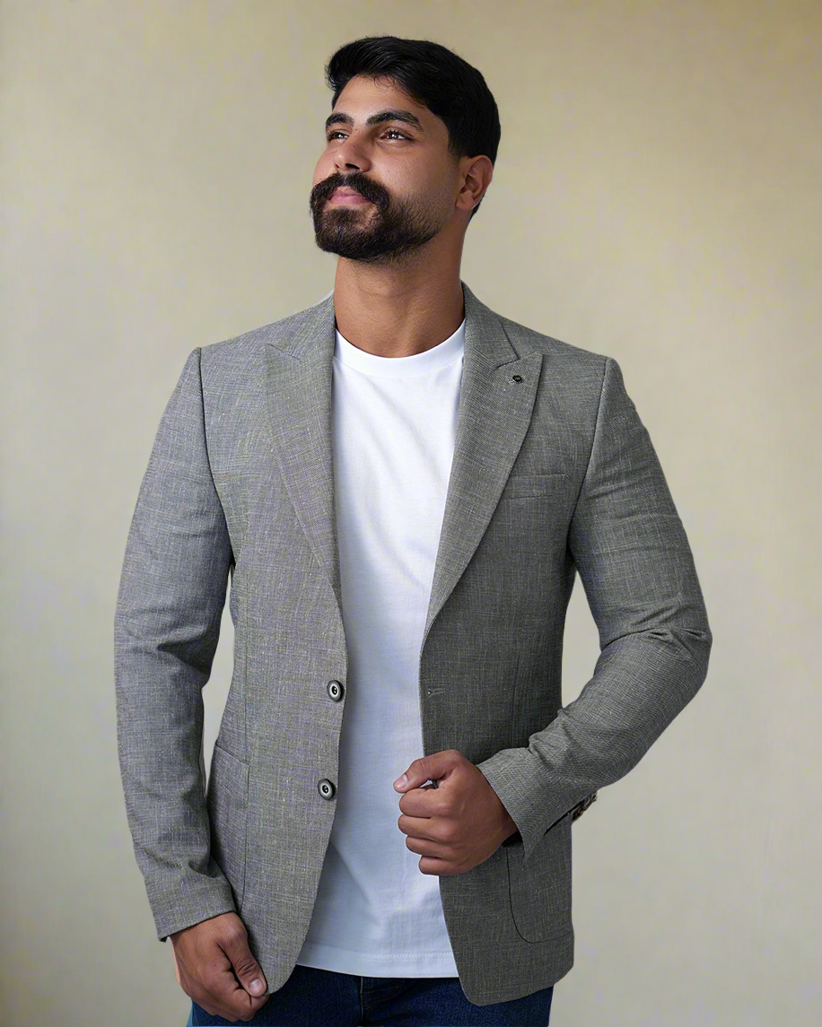 2H Gray Linen Blazer