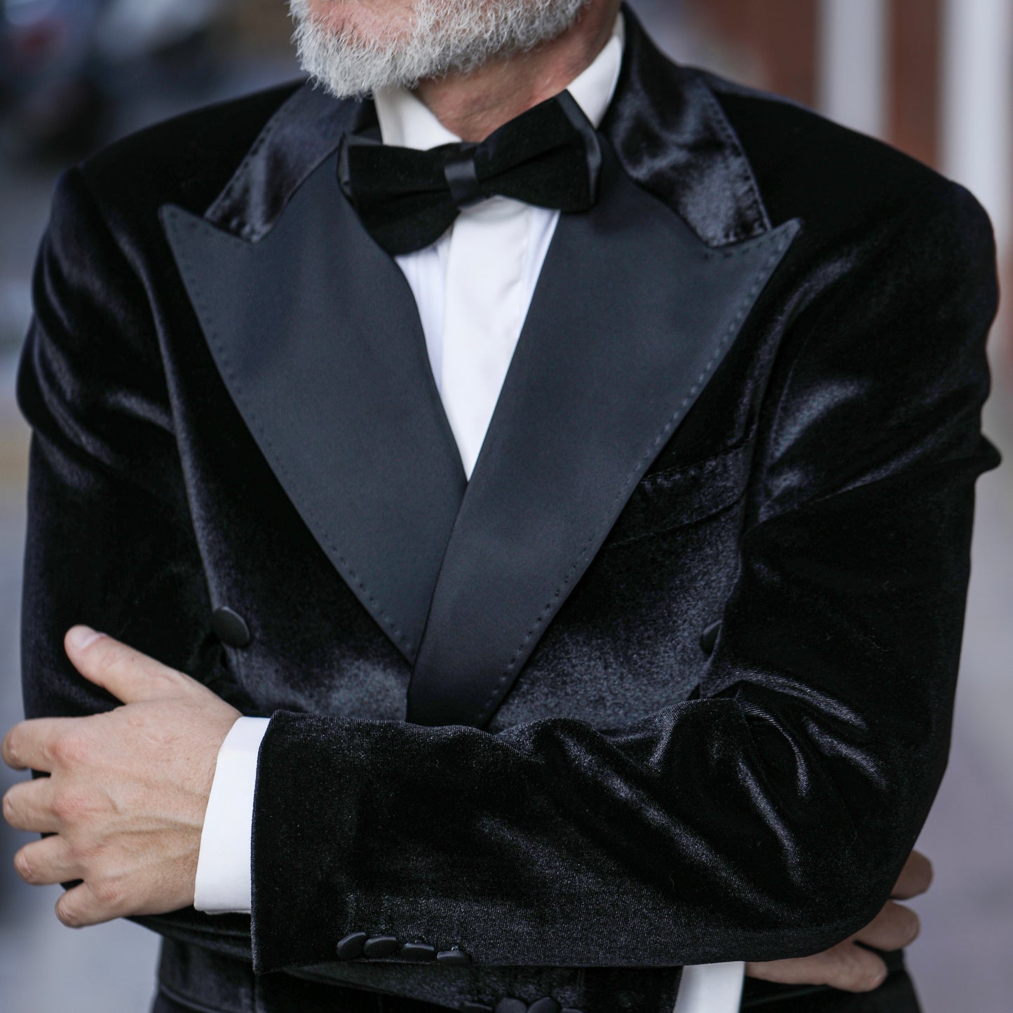 2H Black Double Breast Chamois Wedding Suit Peack Lapel Satin
