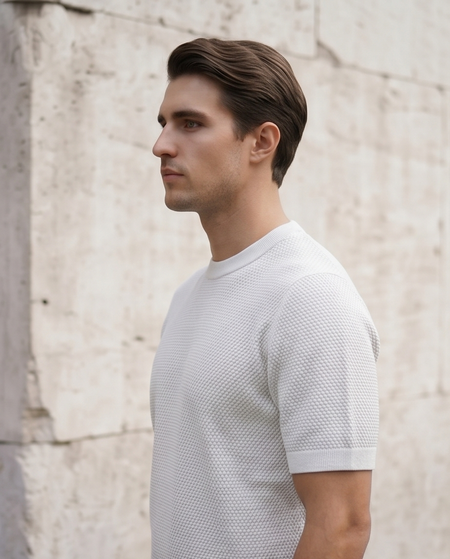 2H #454 White Knitted T-Shirt