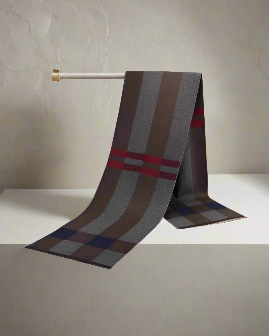 2H #089 Gray/Red Scarf