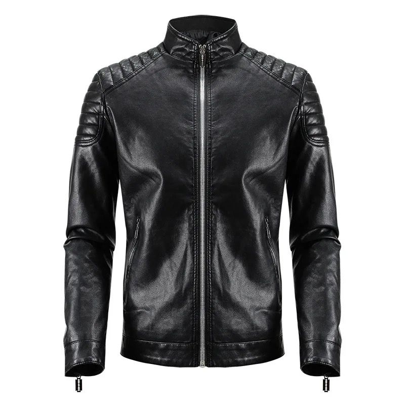2H Black casual Leather Jacket