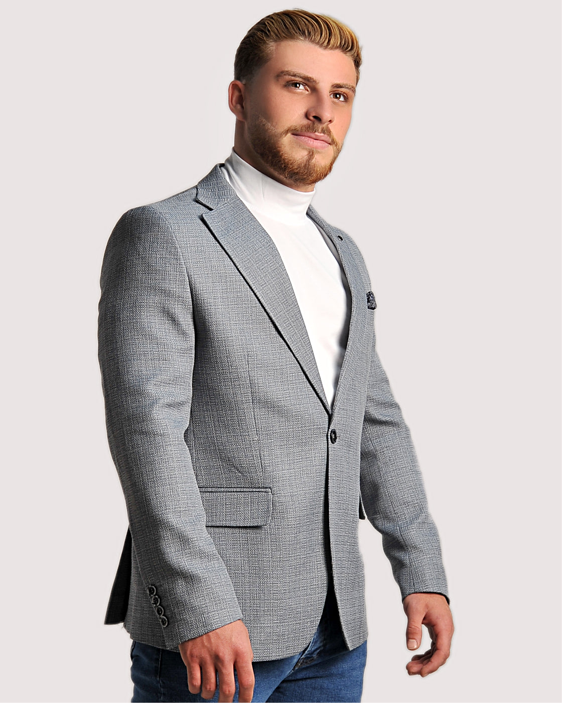 SALE! 2H #24-01 Blue Tweed One Button Blazer