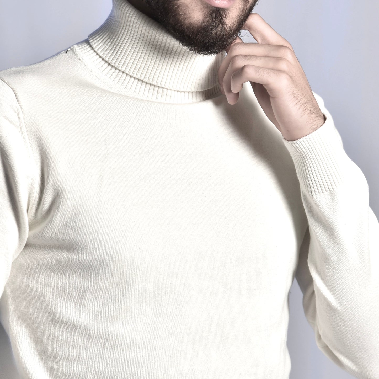 2H #46032 call White High Neck Sweater