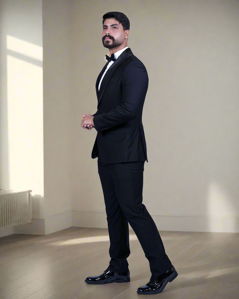 2H Black Wedding Suit 2 Pieces