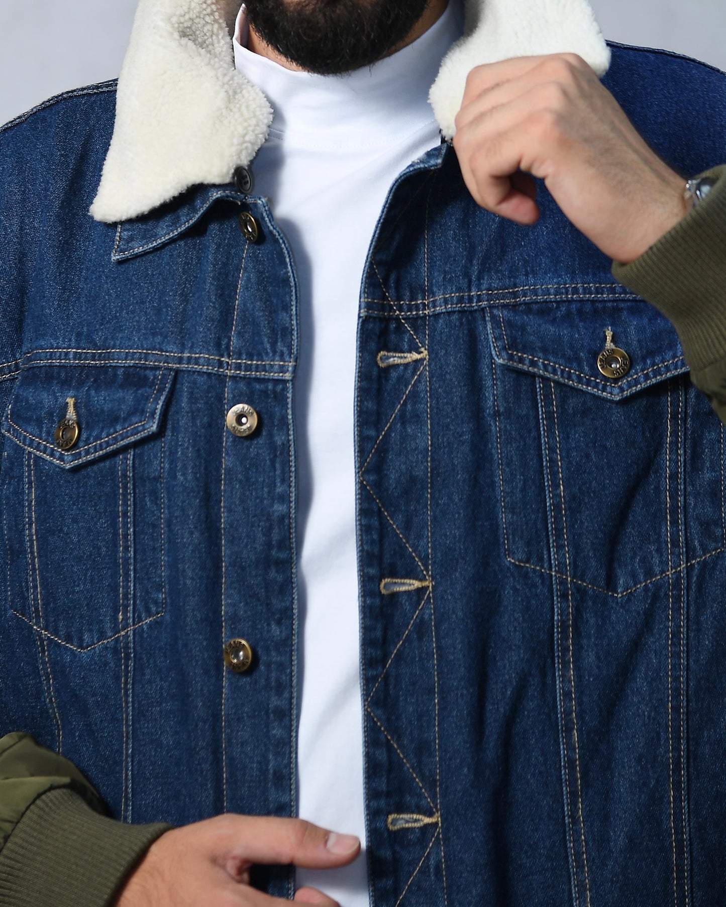 SALE! 2H #21048 Denim/Nylon Navy Jacket