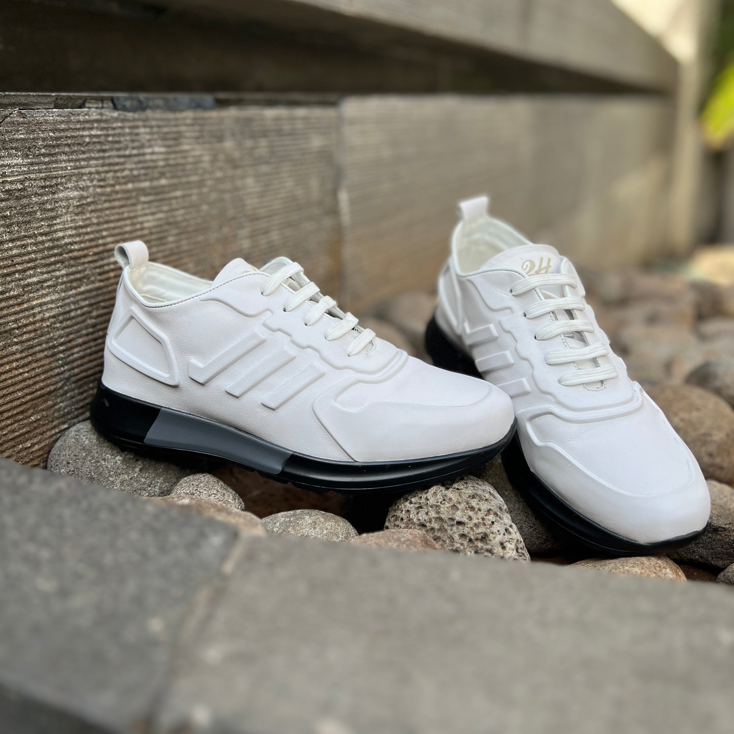 SALE! 2H #E26002-3-505 Genuine Leather White Casual Shoes