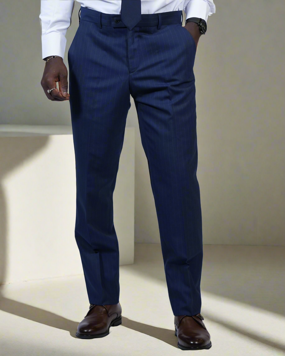 2H Navy double breasted Striped Suit