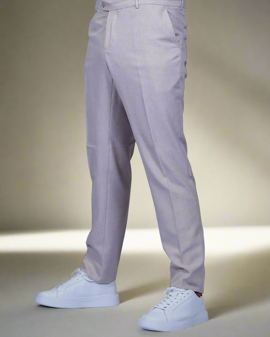 2H Beige Casual Embossed Suit 2 Pieces