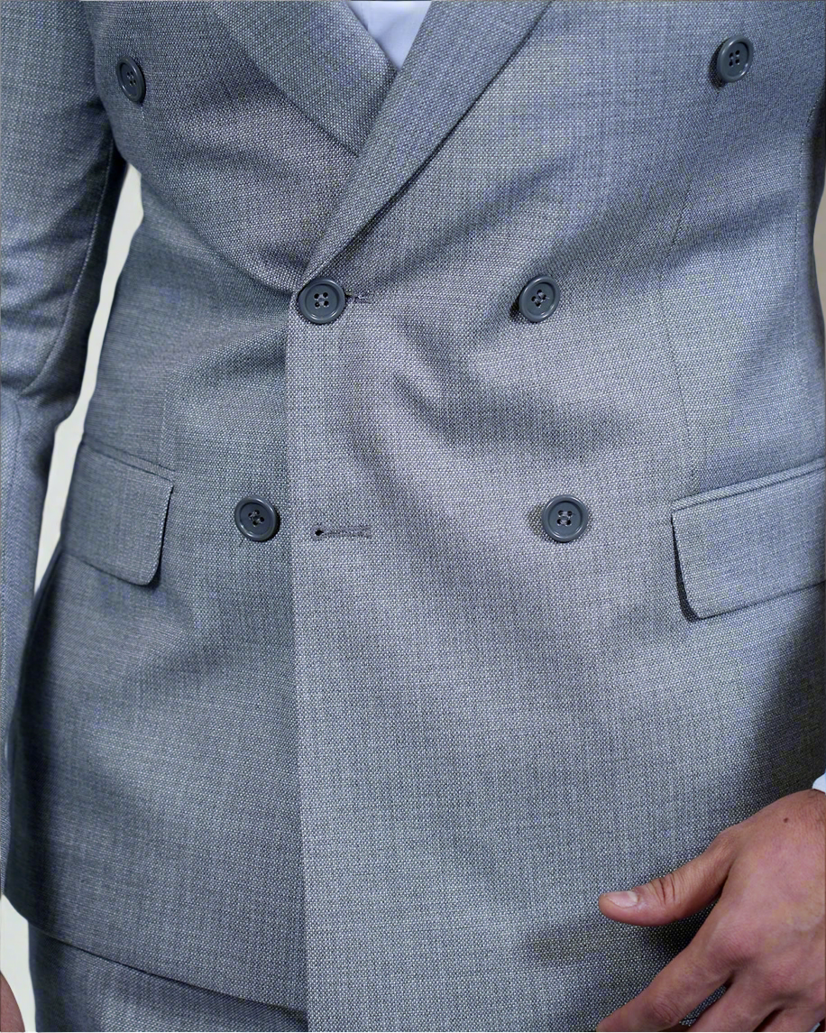 2H Gray Double breasted Suit 2 Pieces