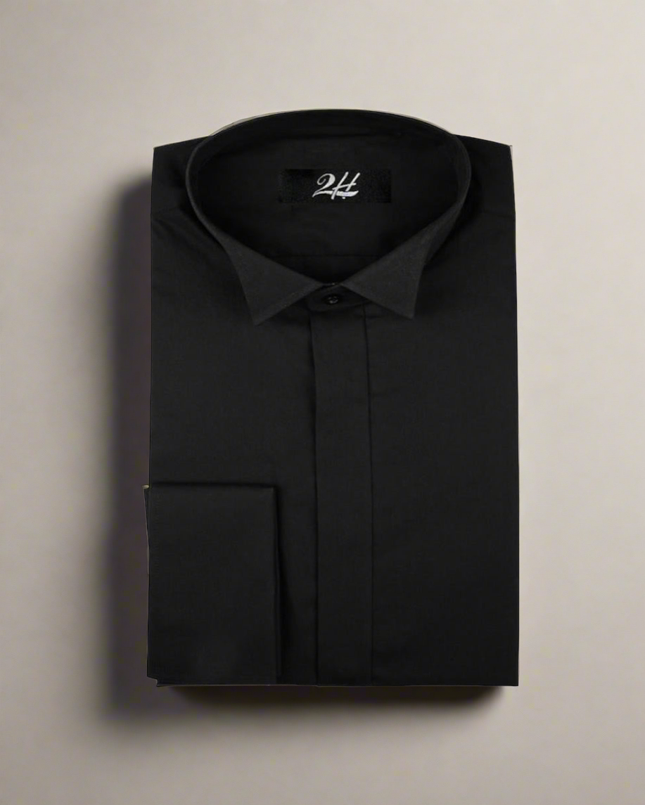 2H Black Wingtip Collar Classic Shirt
