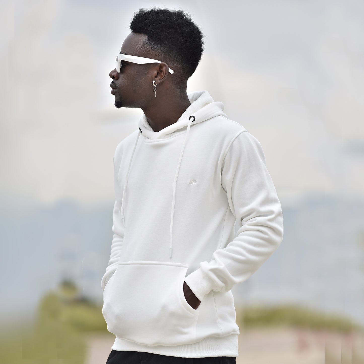 2H #6328 White Men Sweater Cotton Hoodie