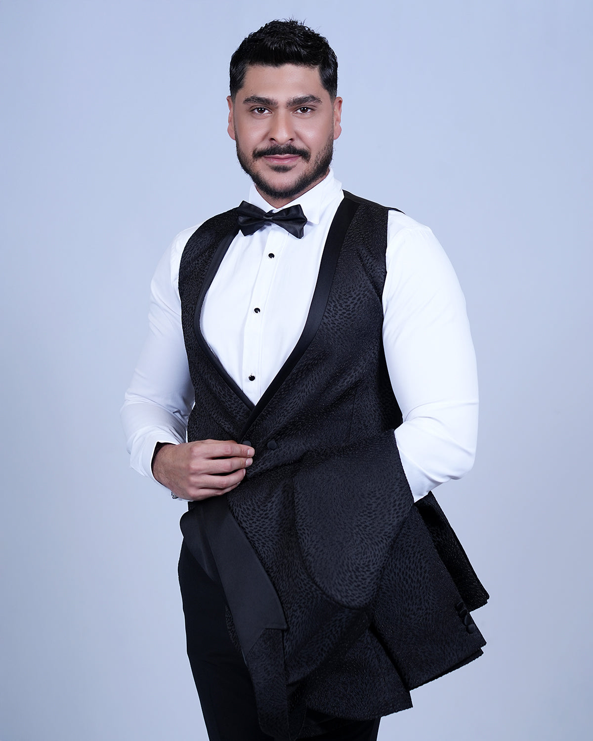 2H Black Neck Wedding Suit