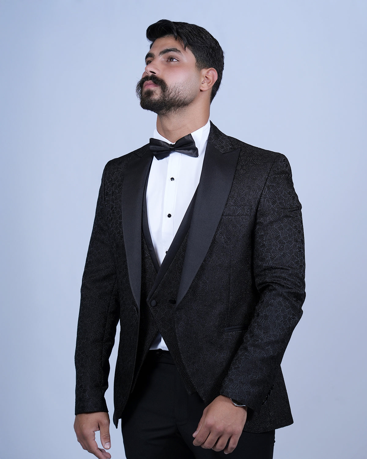 2H Black Neck Wedding Suit