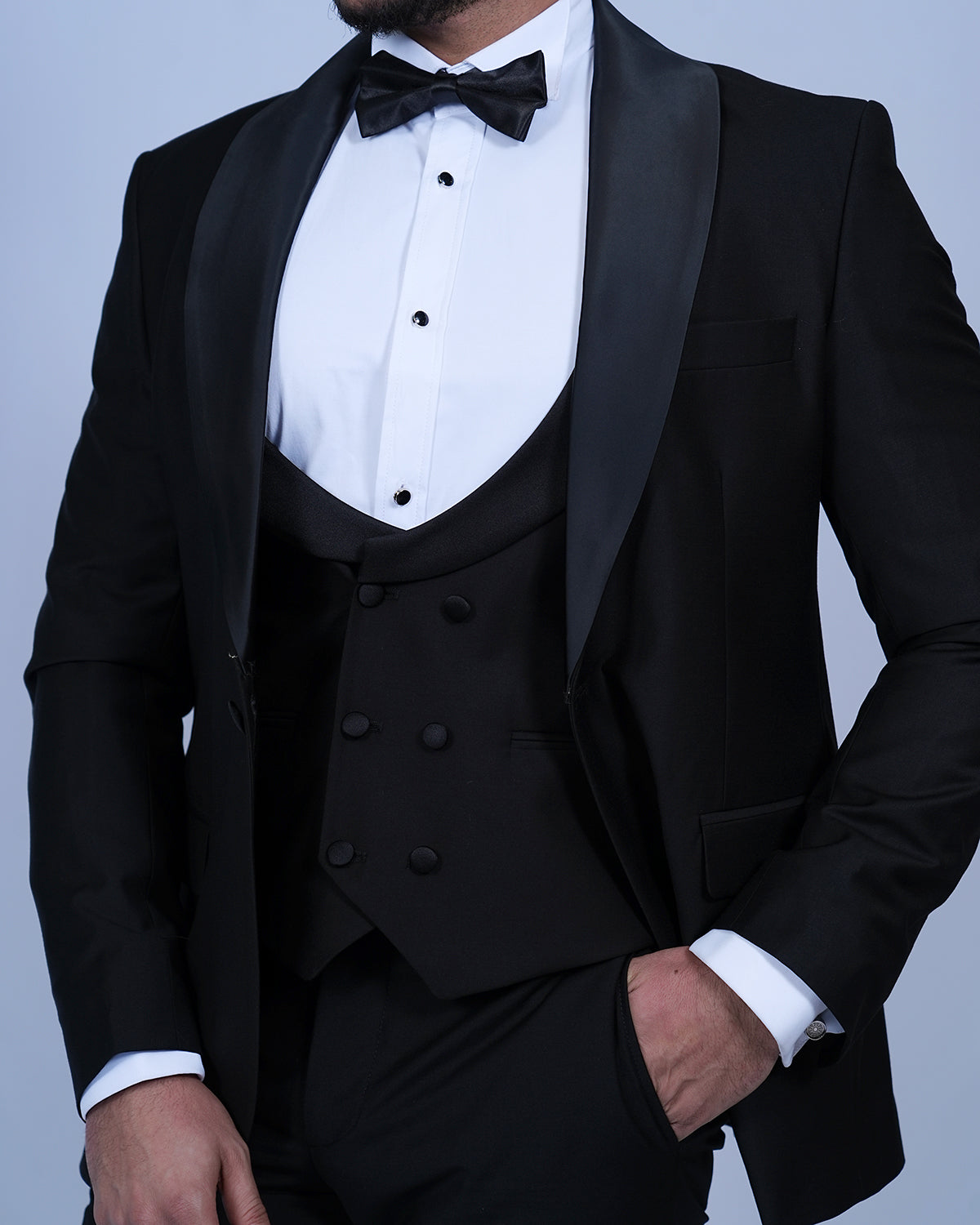 2H Black Wedding Suit 2 Pieces