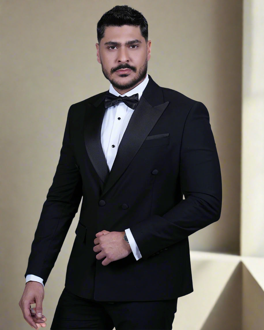 2H #260425 Navy Double breasted Suit 2 Pieces