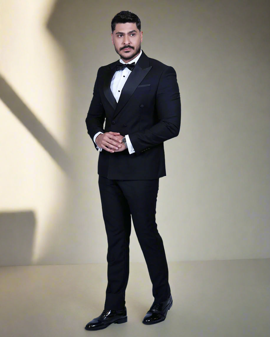 2H #260425 Navy Double breasted Suit 2 Pieces