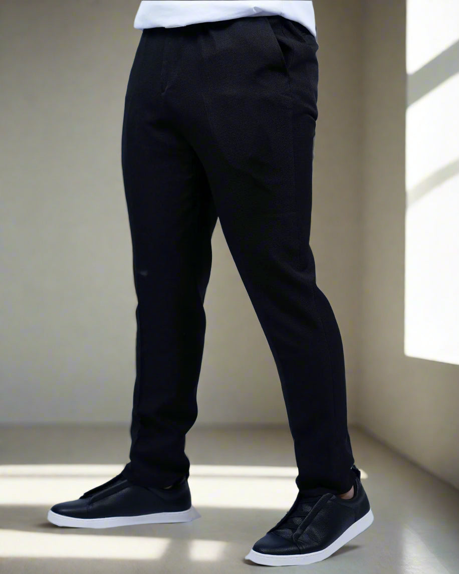 2H Black Casual Embossed Suit 2 Pieces