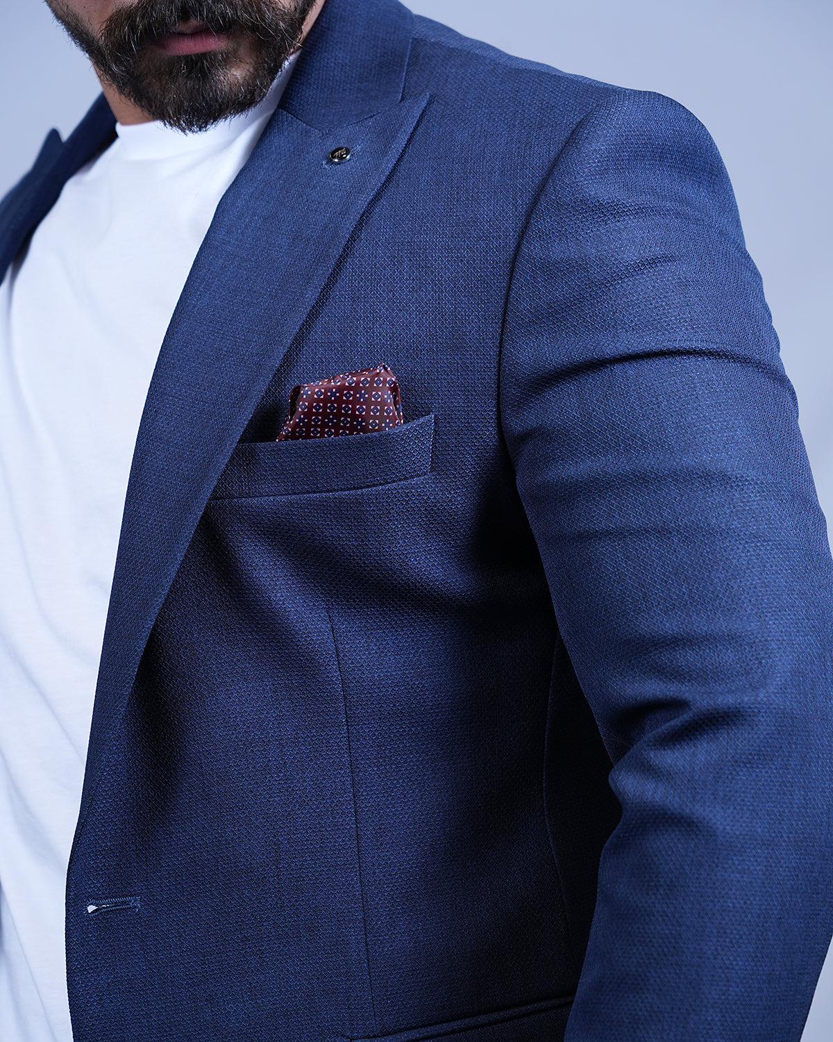 2H #2309 Navy Casual Embossed Suit 2 Pieces