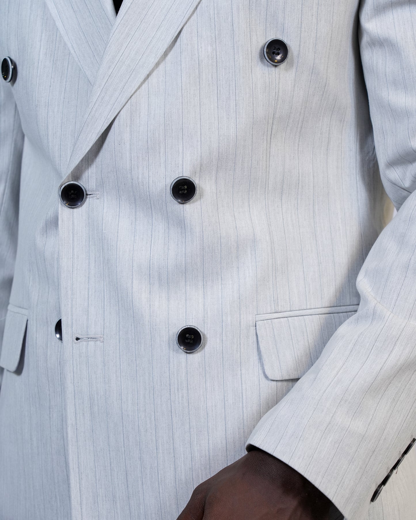 2H Light Gray double breasted Striped Suit