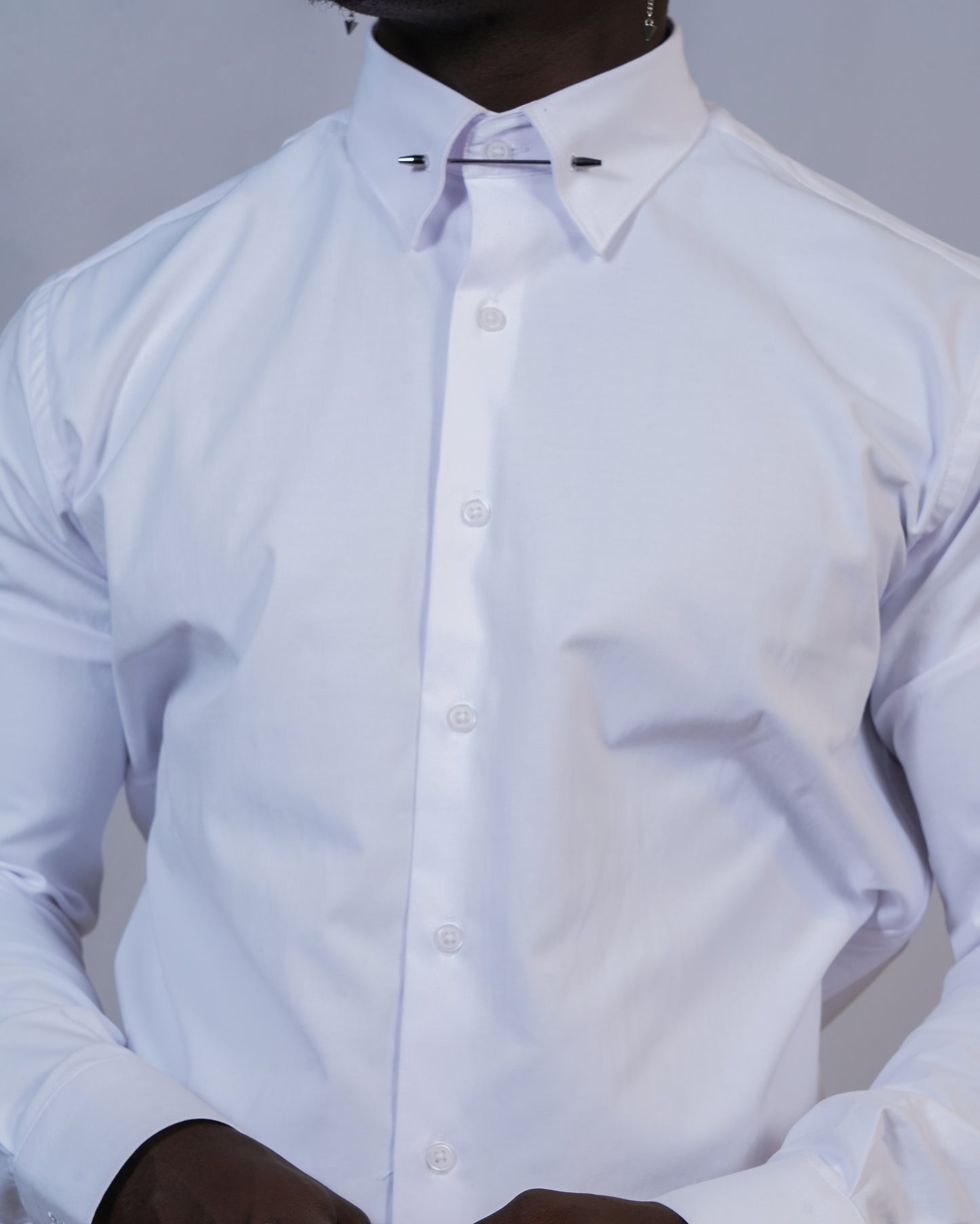 2H White Classic Shirt With Pin