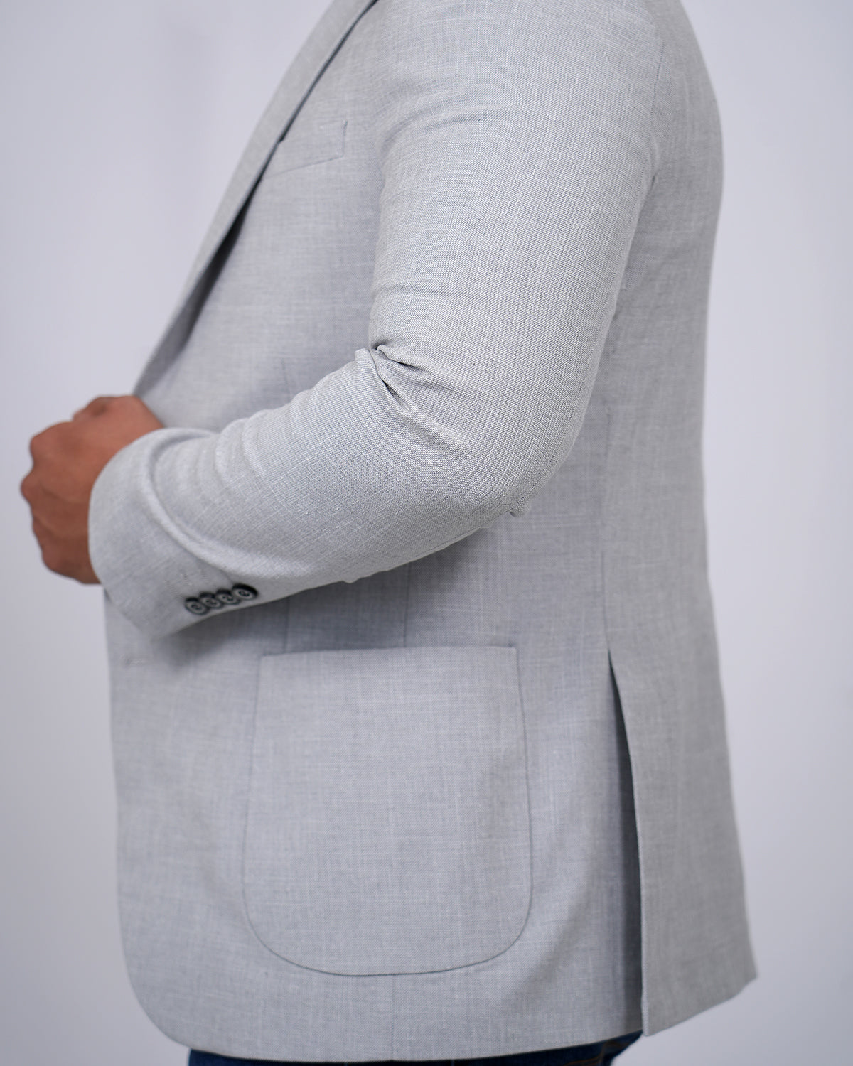 2H Light Gray Linen Blazer
