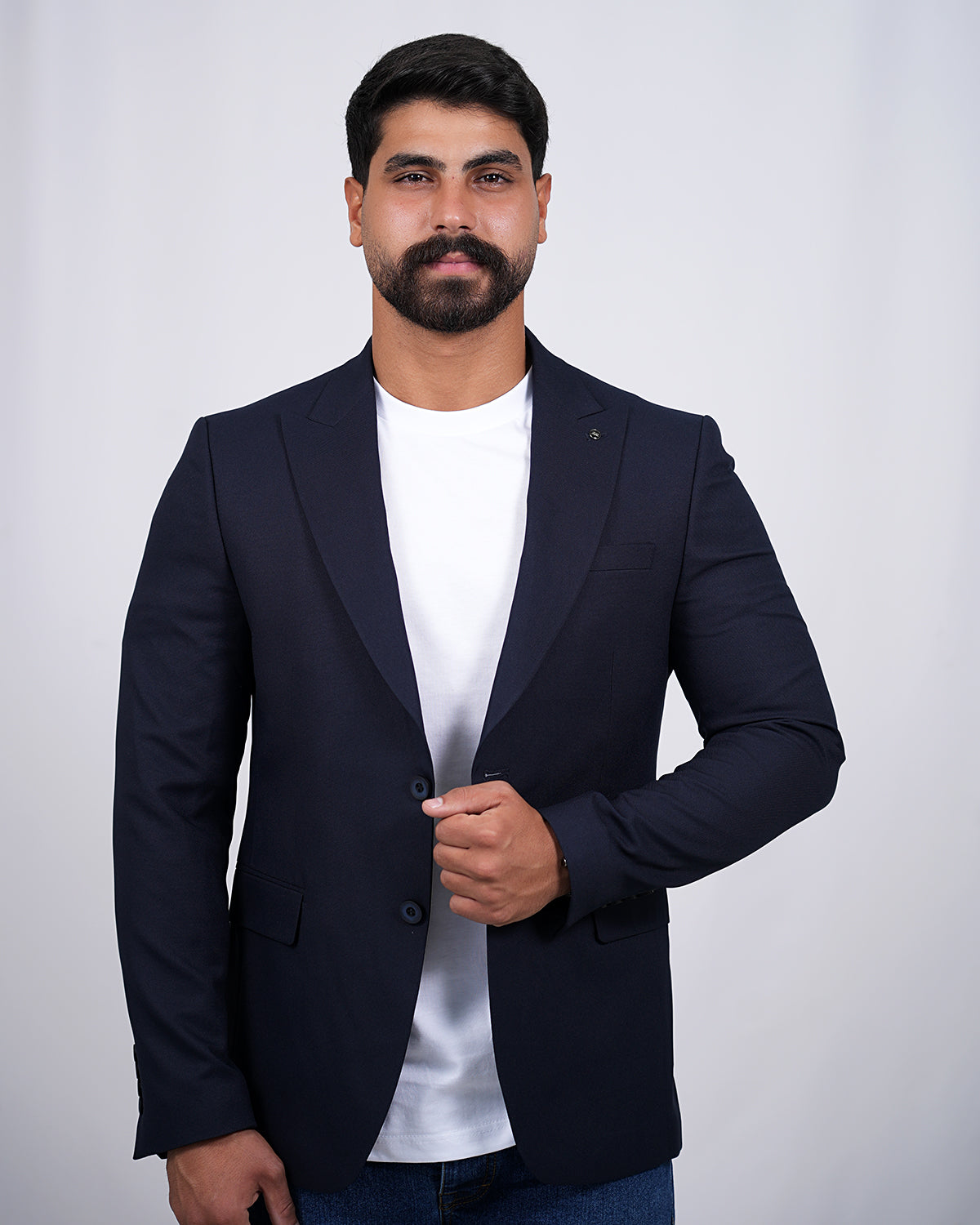 2H Navy Two Button Blazer