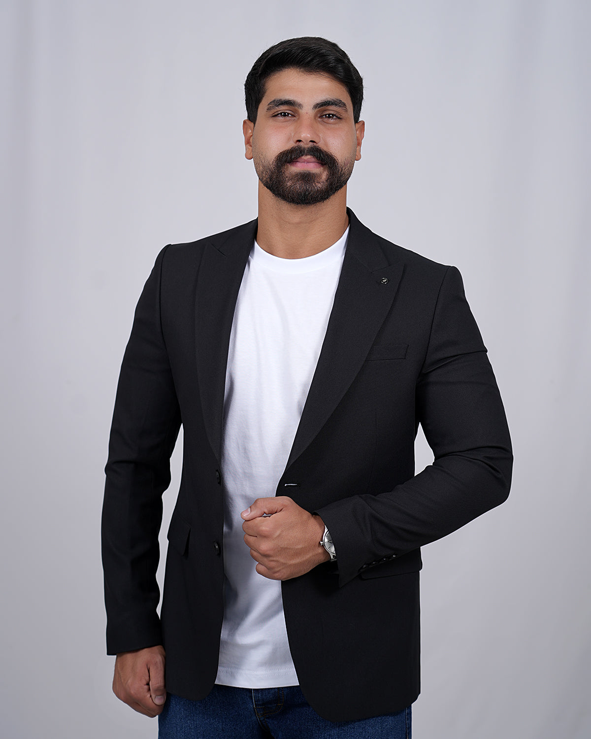 2H Black Two Button Blazer