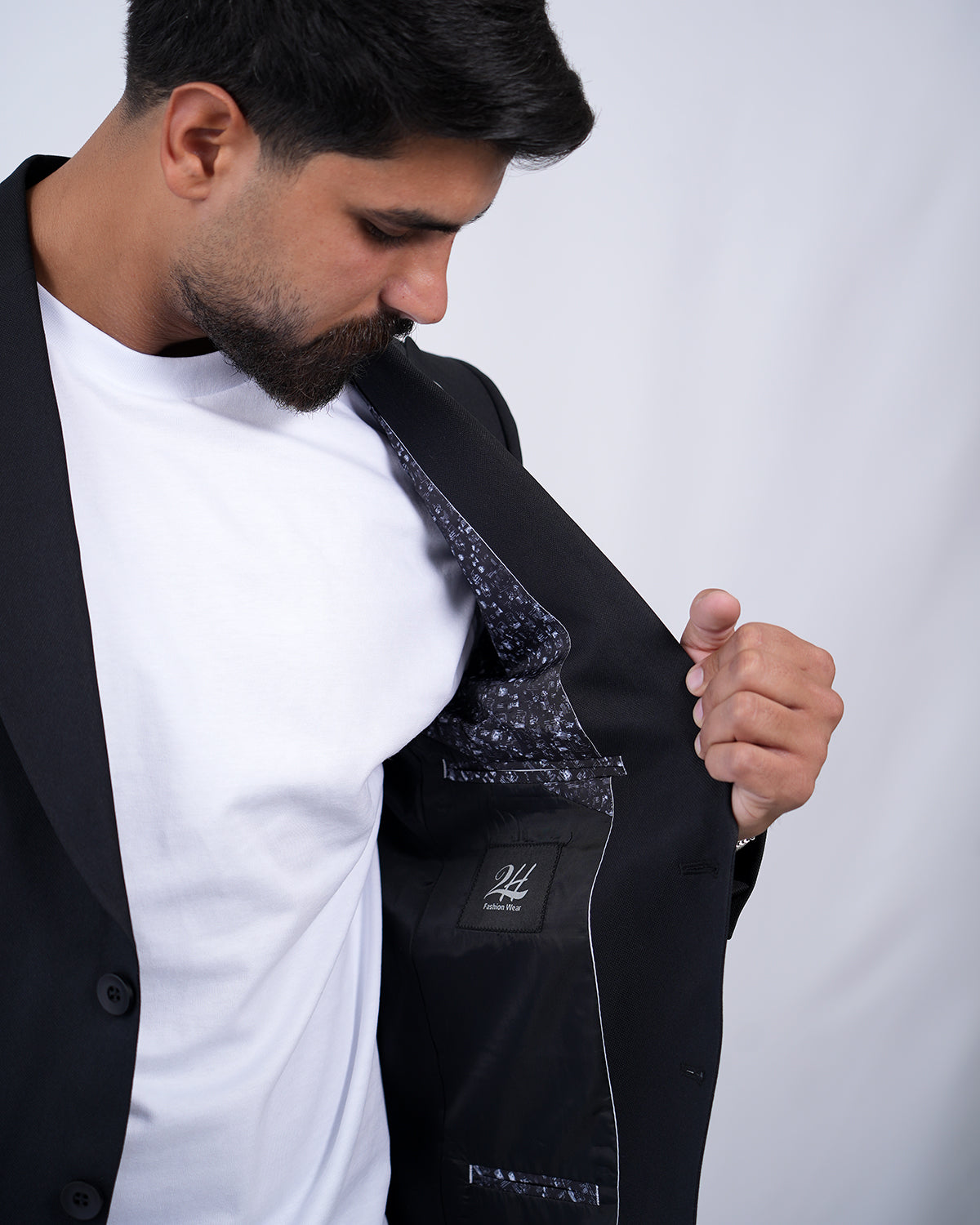 2H Black Two Button Blazer