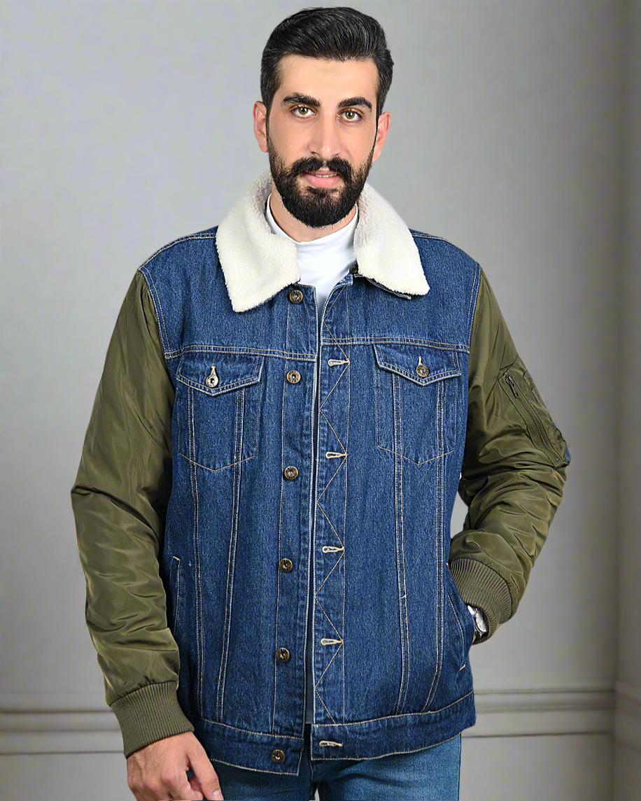 SALE! 2H #21048 Denim/Nylon Navy Jacket