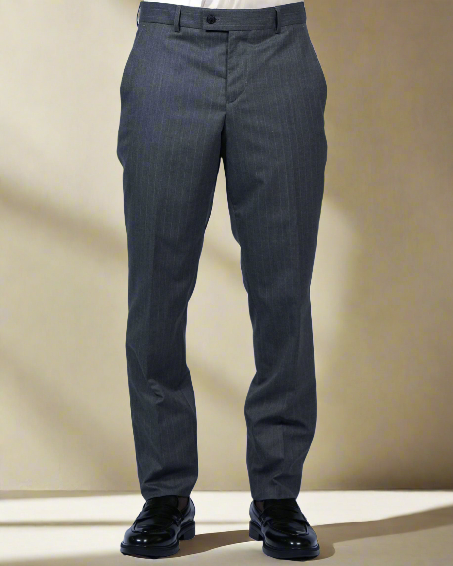 2H Dark Gray double breasted Striped Suit