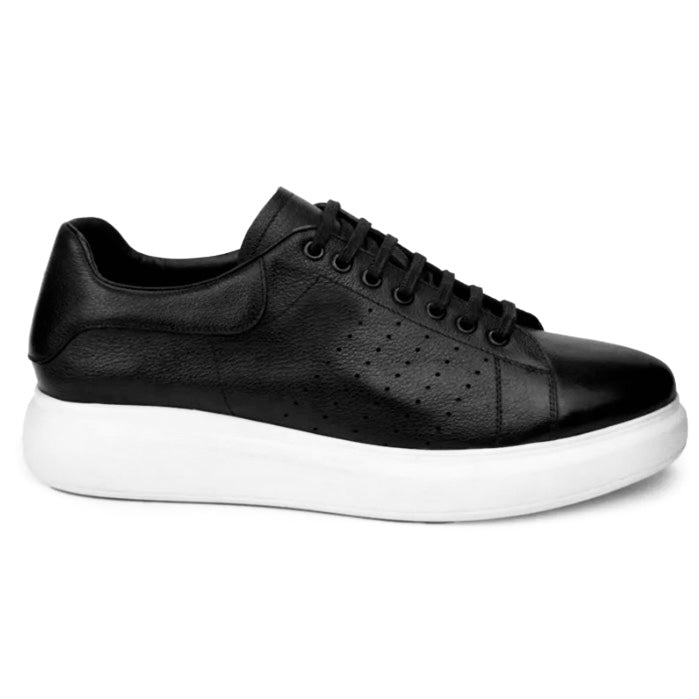 2H #S66-17-807 Genuine Leather Black Casual Shoes