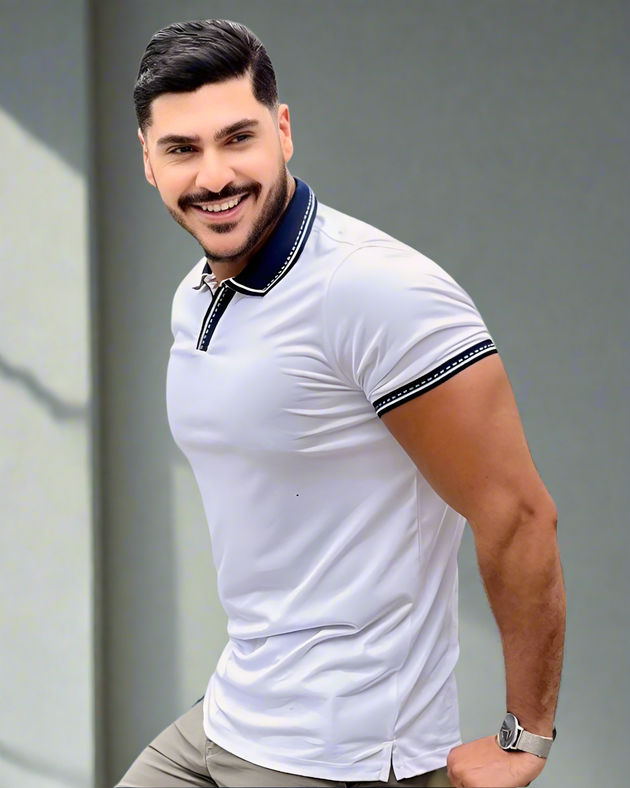 SALE! 2H #12629 White Mercerized Cotton Polo T-Shirt
