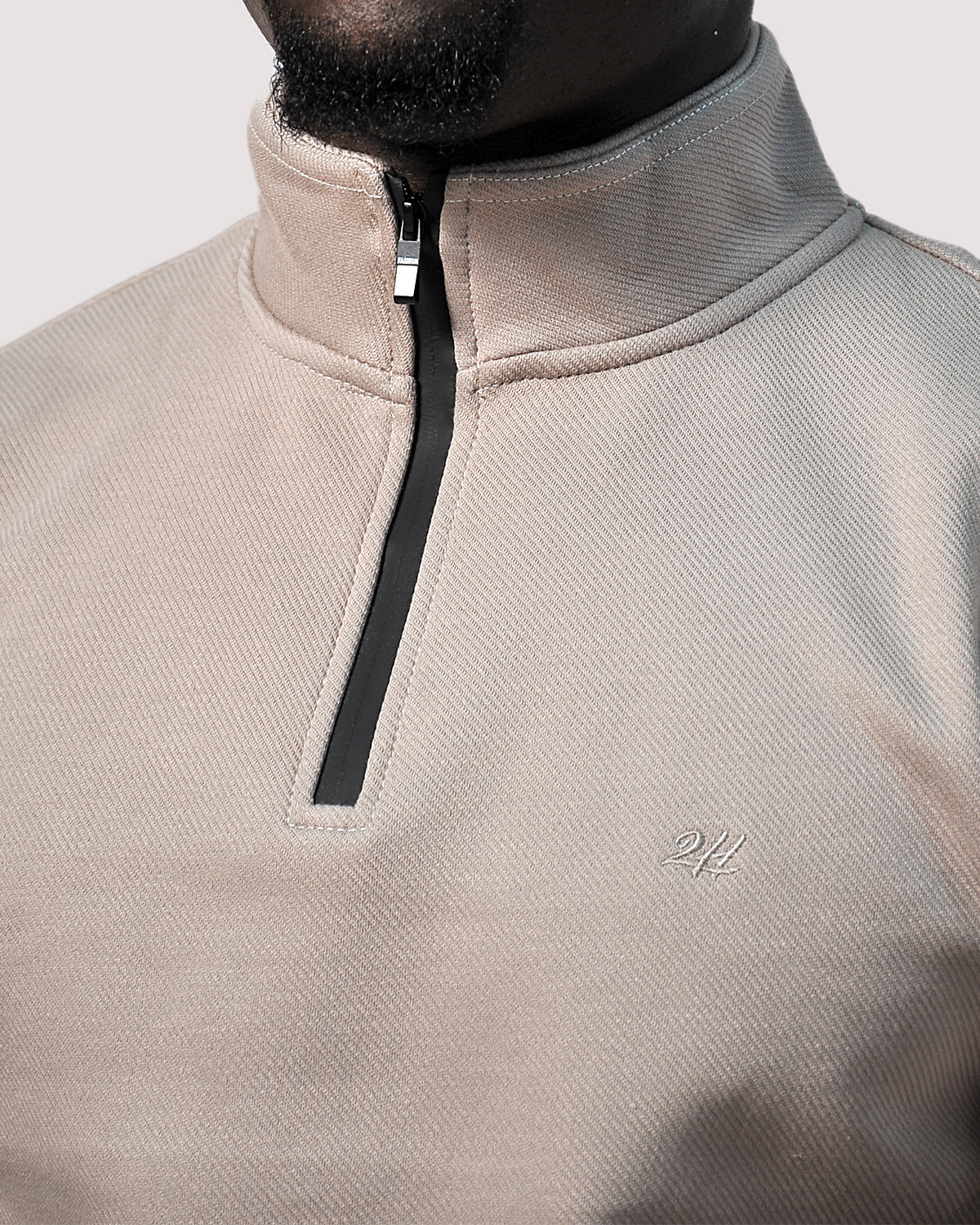 SALE! 2H #9344 Beige High Neck Sweater With Zipper