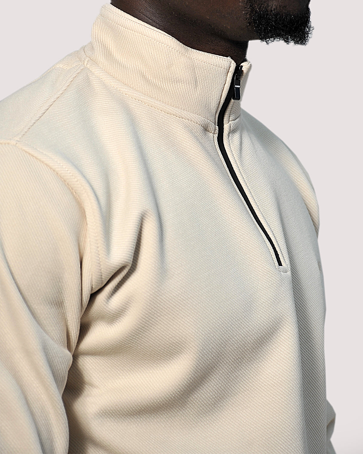 2H #9344 Light Beige High Neck Sweater With Zipper